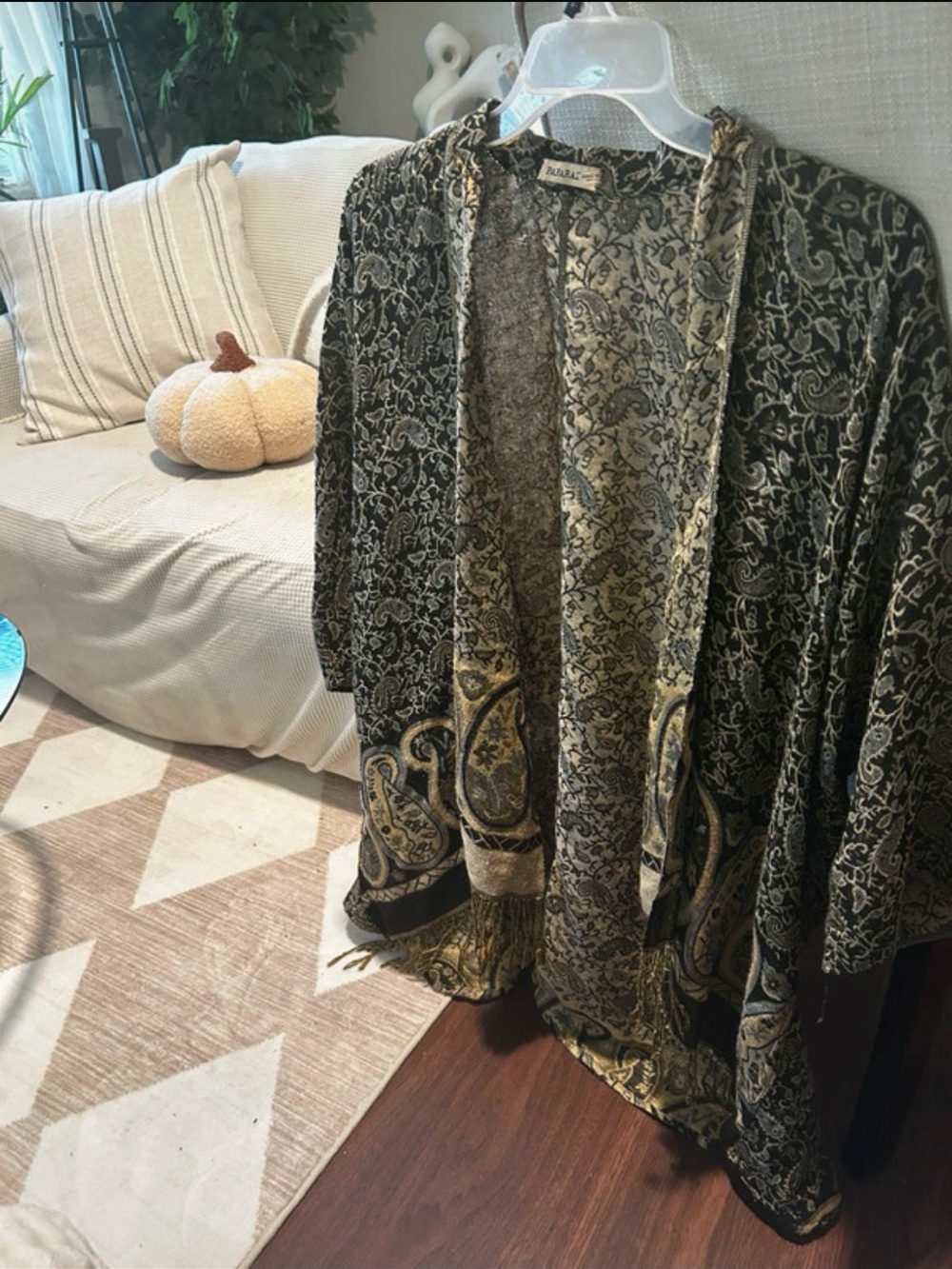 paparazzi Black & Gold Paisley Open-Front Cardigan